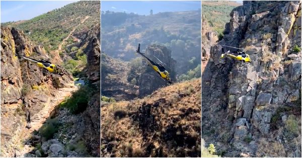 Helicópteros entram num vale fazem manobras espetaculares no norte de Portugal